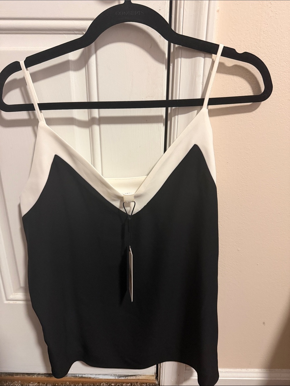 Calvin Klein Black and White V-Neck Dual-Tone Cami